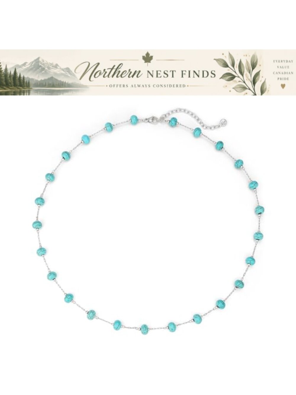14K Gold Plated Beaded Heart Choker Necklace Turquoise Western Gift